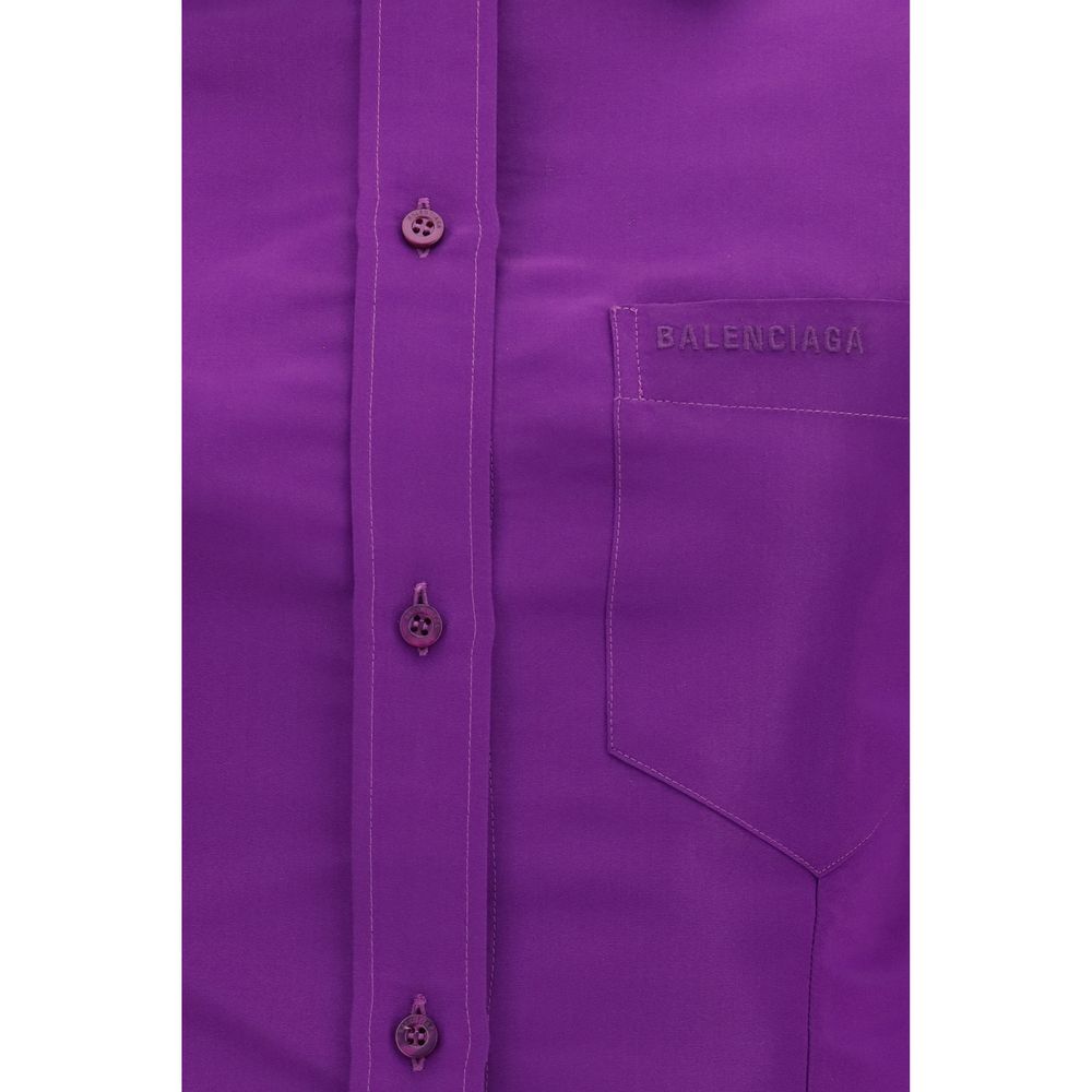 Balenciaga Purple Cotton Dress Shirt