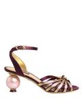 Dolce & Gabbana Purple Gold Keira Pearl Heels Sandals Shoes