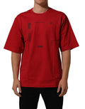 Dolce & Gabbana Red Cotton Graphic Print Crew Neck T-shirt