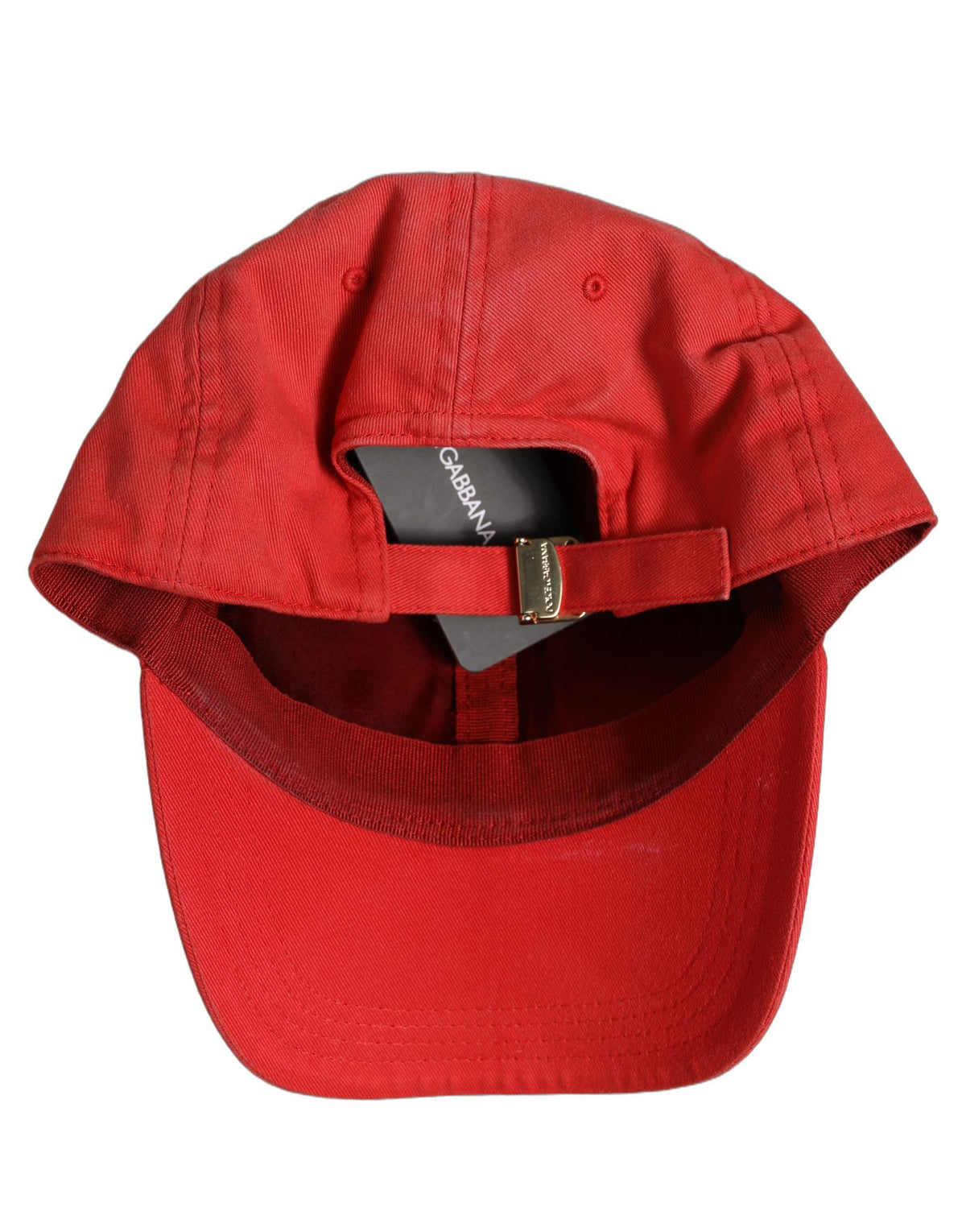 Dolce & Gabbana Men Red Cotton DG Logo Plaque Baseball Cap Hat