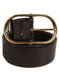 Dolce & Gabbana Brown Python Leather Gold Metal Buckle Belt