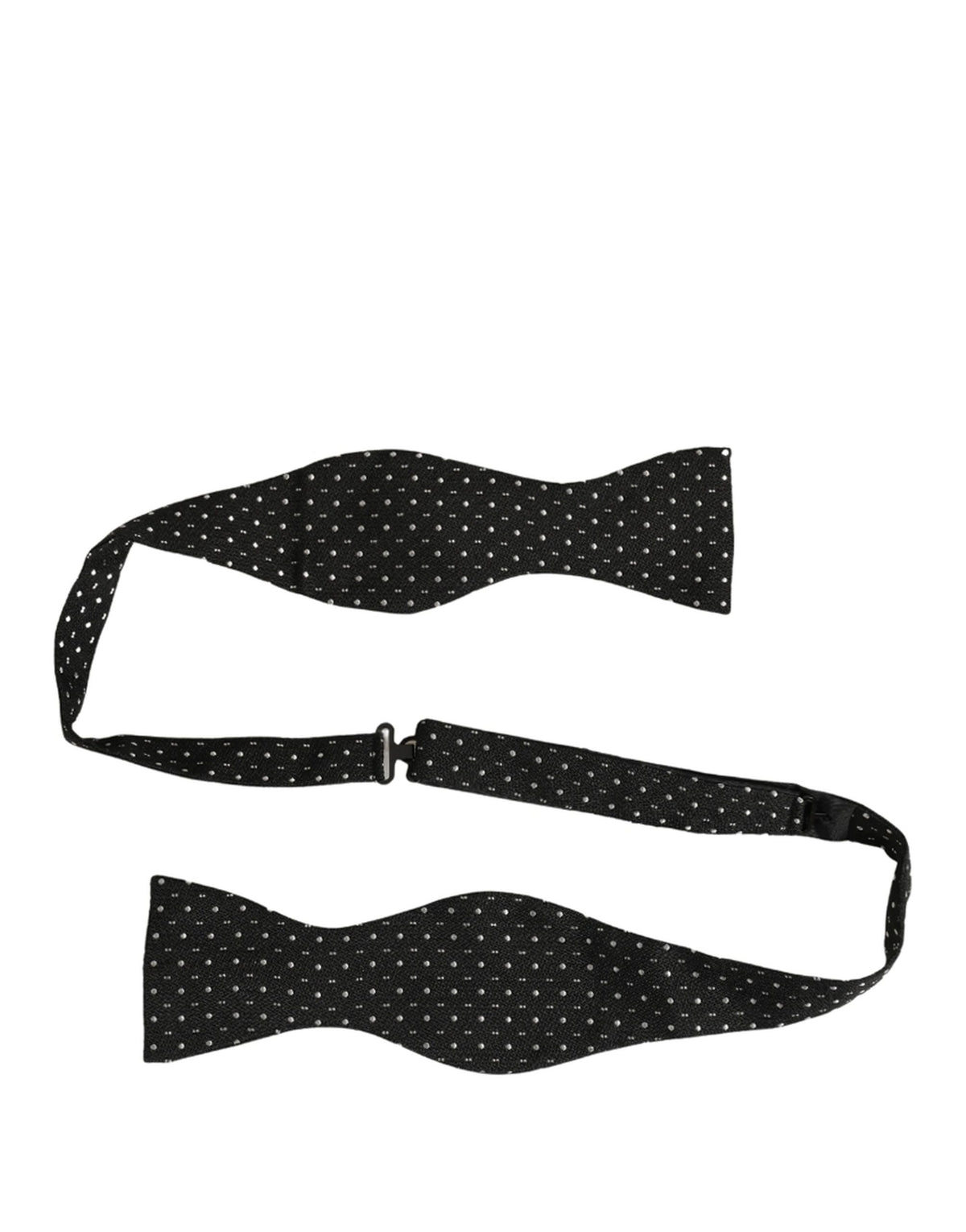 Dolce & Gabbana Black White Polka Dot Adjustable Neck Papillon Bow Tie