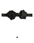 Dolce & Gabbana Men Black Paisley Silk Adjustable Neck Papillon Bow Tie