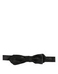 Dolce & Gabbana Black Dark Gray Polka Dot Adjustable Neck Papillon Bow Tie