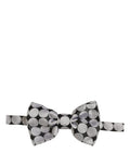 Dolce & Gabbana Men Black Silver Circles Adjustable Neck Papillon Bow Tie