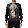 Dolce & Gabbana Black Cashmere Cherub Print Baroque Sweater