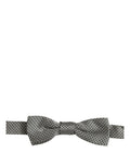 Dolce & Gabbana Men Gray Silk Patterned Adjustable Neck Papillon Bow Tie