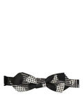 Dolce & Gabbana Dark Gray White Checkered Adjustable Neck Papillon Bow Tie