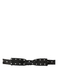 Dolce & Gabbana Black White Polka Dot Adjustable Neck Papillon Bow Tie