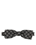 Dolce & Gabbana Dark Gray White Geometric Silk Adjustable Neck Papillon Bow Tie