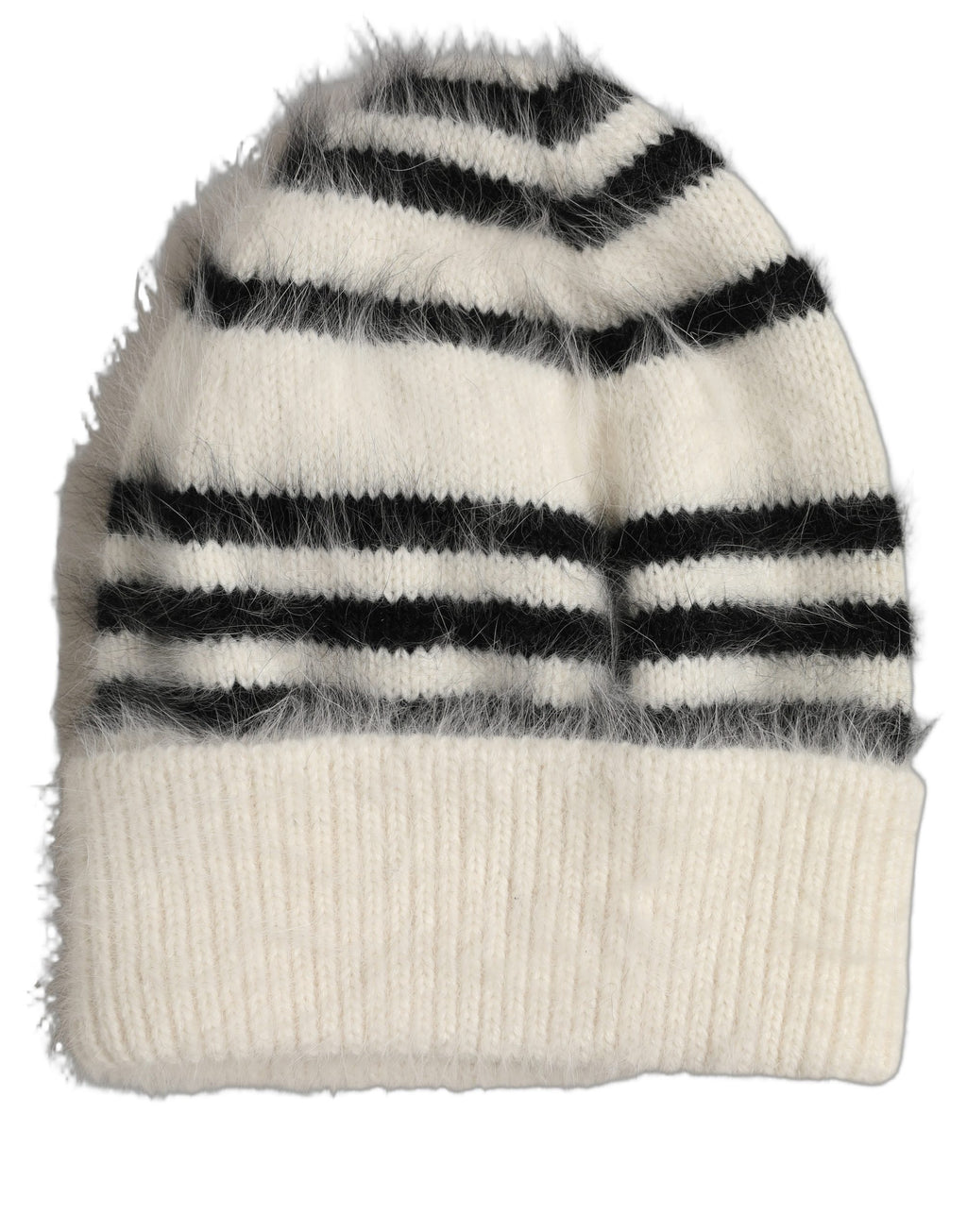 Dolce & Gabbana Black White Striped Angora Knitted Beanie One Size Hat