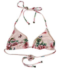 Dolce & Gabbana Pink Nylon Floral Halter Beachwear Bikini Top