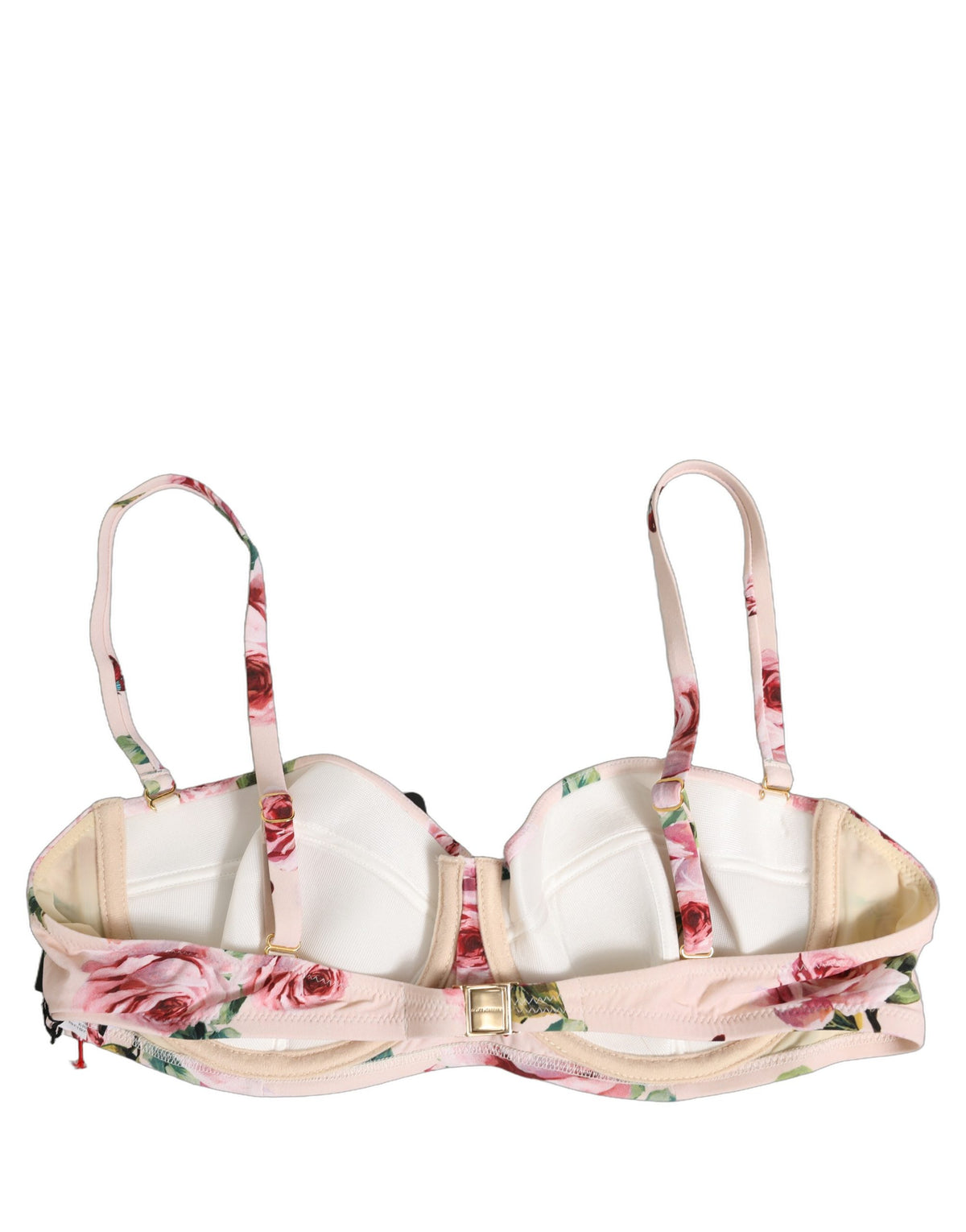 Dolce & Gabbana Pink Floral Print Underwire Beachwear Bikini Top
