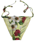 Dolce & Gabbana Yellow Floral Print Nylon Beachwear Bikini Bottom