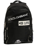Dolce & Gabbana Men Black #DG LOVE Logo Patches Nylon Backpack Bag