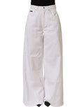 Dolce & Gabbana White Cotton Stretch Wide Leg Denim Jeans