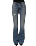 Dolce & Gabbana Blue Cotton Boot Cut Denim Trouser Jeans