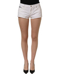 Dolce & Gabbana White Cotton Low Rise Denim Hot Pants Shorts