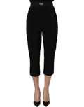 Dolce & Gabbana Black Viscose High Waist Capri Trouser Pants