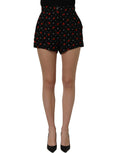 Dolce & Gabbana Black Floral High Rise Women Hot Pants Shorts