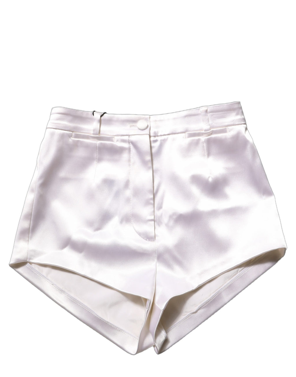 Dolce & Gabbana White Satin High Rise Women Hot Pants Shorts
