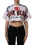 Dolce & Gabbana White Graphic Cotton Jersey Cropped T-shirt