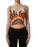 Dolce & Gabbana Multicolor Silk Carretto Print Cropped Tank Top