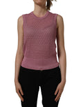 Dolce & Gabbana Pink Sheer Mesh Crew Neck Sleeveless Tank Top