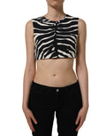Dolce & Gabbana Black White Zebra Sleeveless Cropped Tank Top