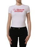 Dolce & Gabbana White Floral Logo Print Crew Neck T-shirt