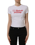 Dolce & Gabbana White Floral Logo Print Crew Neck T-shirt
