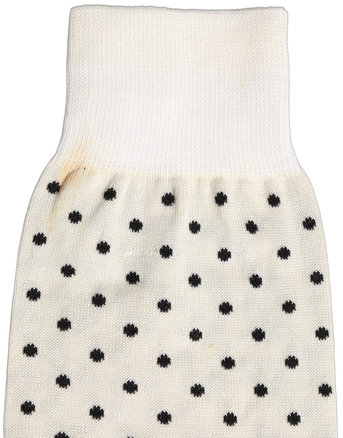 Dolce & Gabbana Off White Cotton Polka Dot Mid Calf Accessory Socks