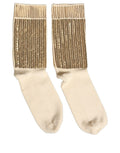 Dolce & Gabbana Off White Sequin Cotton Mid Calf Accessory Socks