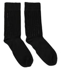 Dolce & Gabbana Black Sequin Cotton Knit Mid Calf Accessory Socks