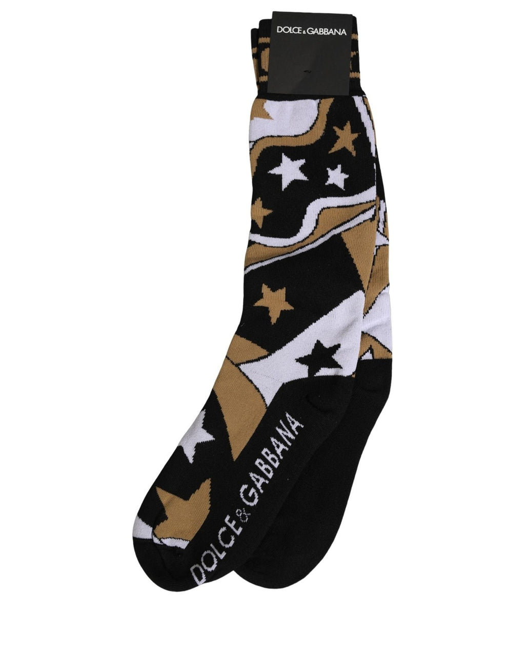 Dolce & Gabbana White Polka Dot Over The Calf Accessory Socks