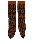 Dolce & Gabbana Brown Black Nylon DG Logo Mid Calf Accessory Socks