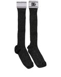 Dolce & Gabbana Black Viscose DG Logo Knee High Accessory Socks