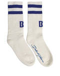 Dolce & Gabbana White Blue Cotton Logo Calf Women Accessory Socks
