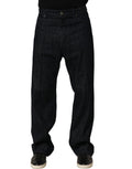 Dolce & Gabbana Dark Blue Relaxed Wide Leg Cotton Denim Jeans