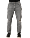 Dolce & Gabbana Grey Distressed Straight Leg Men Denim Jeans