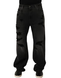 Dolce & Gabbana Dark Gray Distressed Oversize Men Denim Jeans