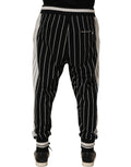 Dolce & Gabbana Black Striped DG Patch Men Sweatpants Pants