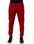 Dolce & Gabbana Red Cotton Drawstring Jogger Men Trouser Pants