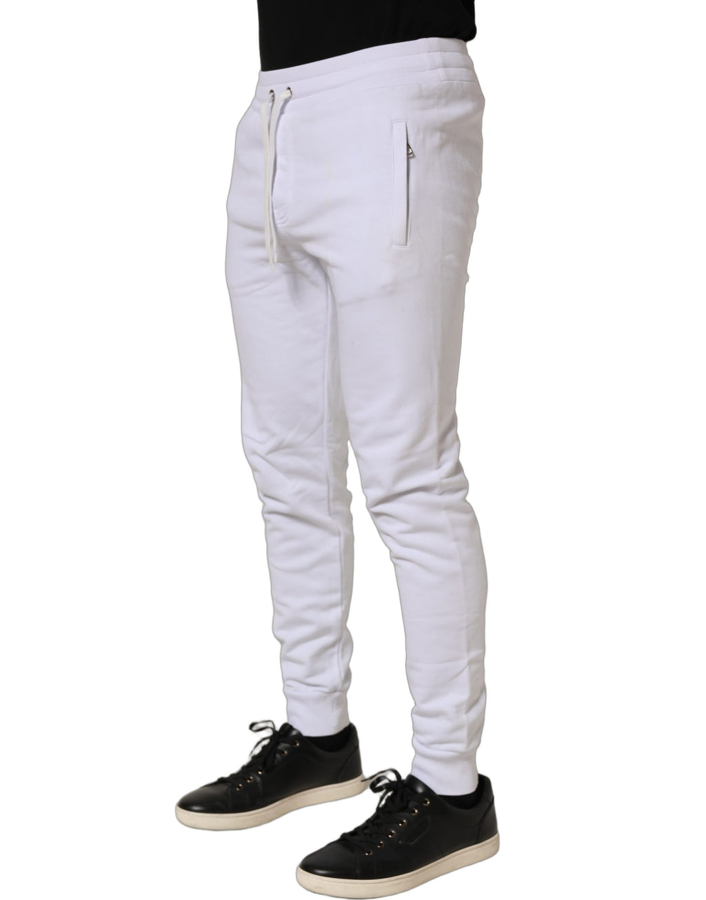 Dolce & Gabbana White Cotton Drawstring Jogger Trouser Pants