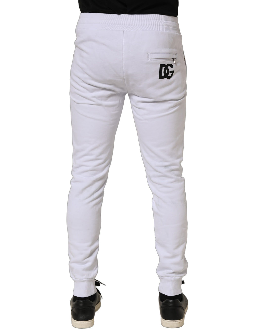 Dolce & Gabbana White Cotton Drawstring Jogger Trouser Pants