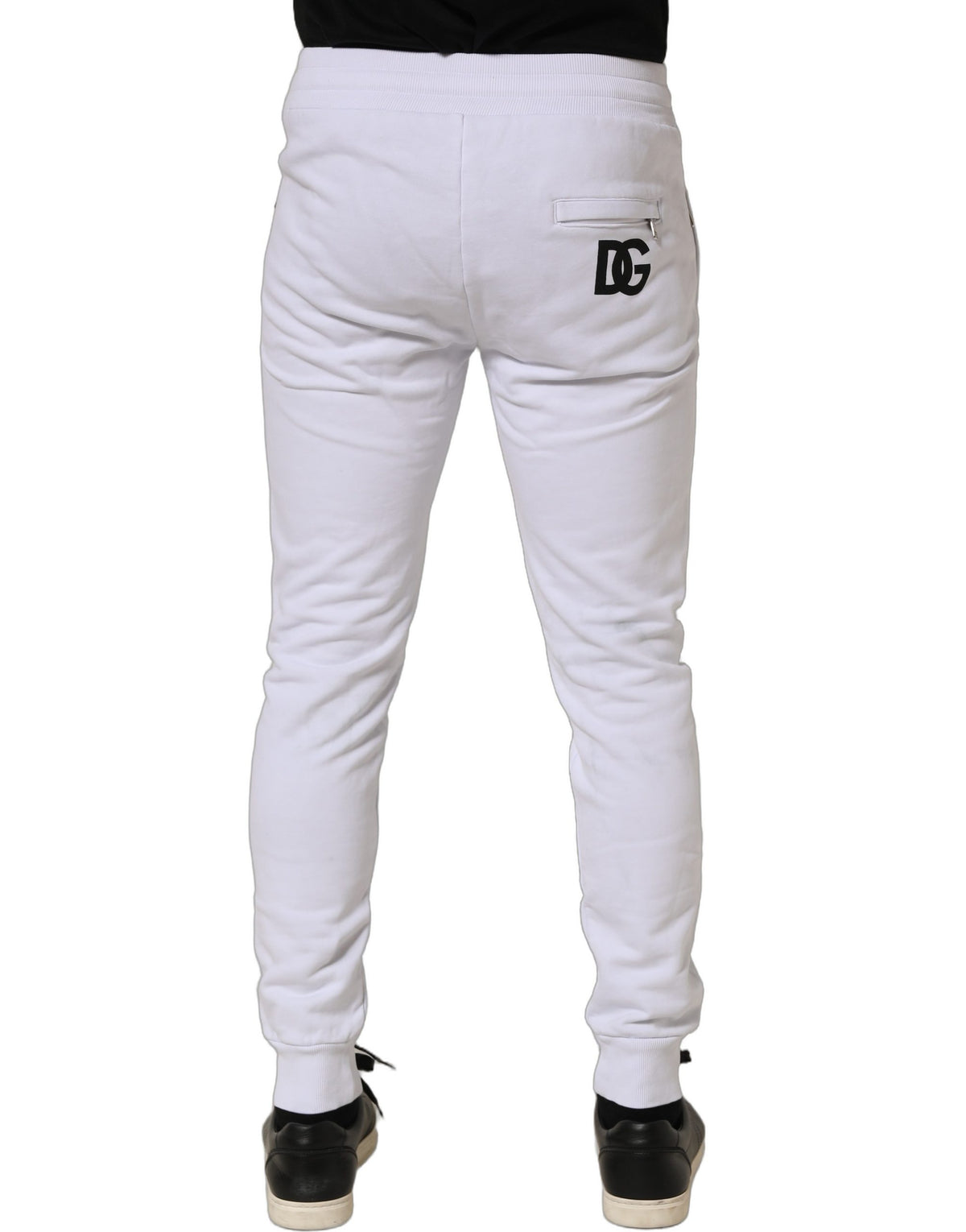 Dolce & Gabbana White Cotton Drawstring Jogger Trouser Pants