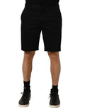Dolce & Gabbana Black Cotton Mid Waist Men Bermuda Shorts