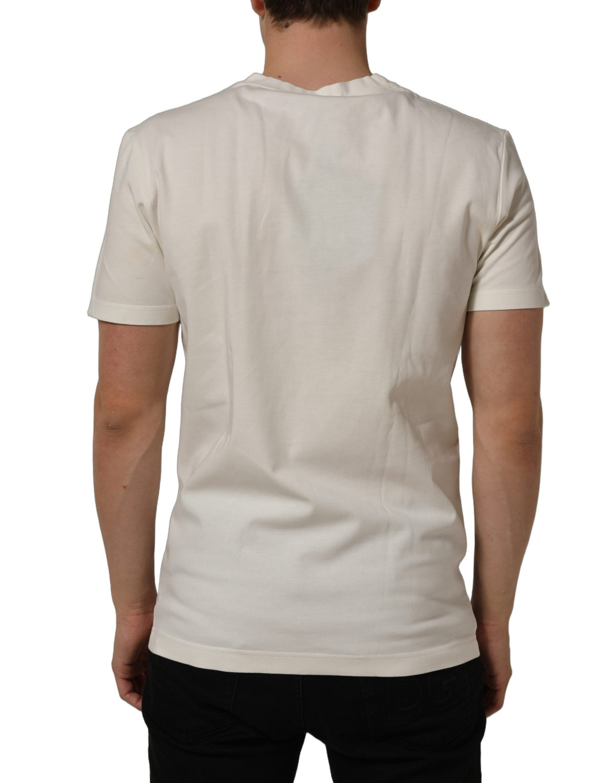 Dolce & Gabbana White Bandana Print Cotton Crew Neck T-shirt
