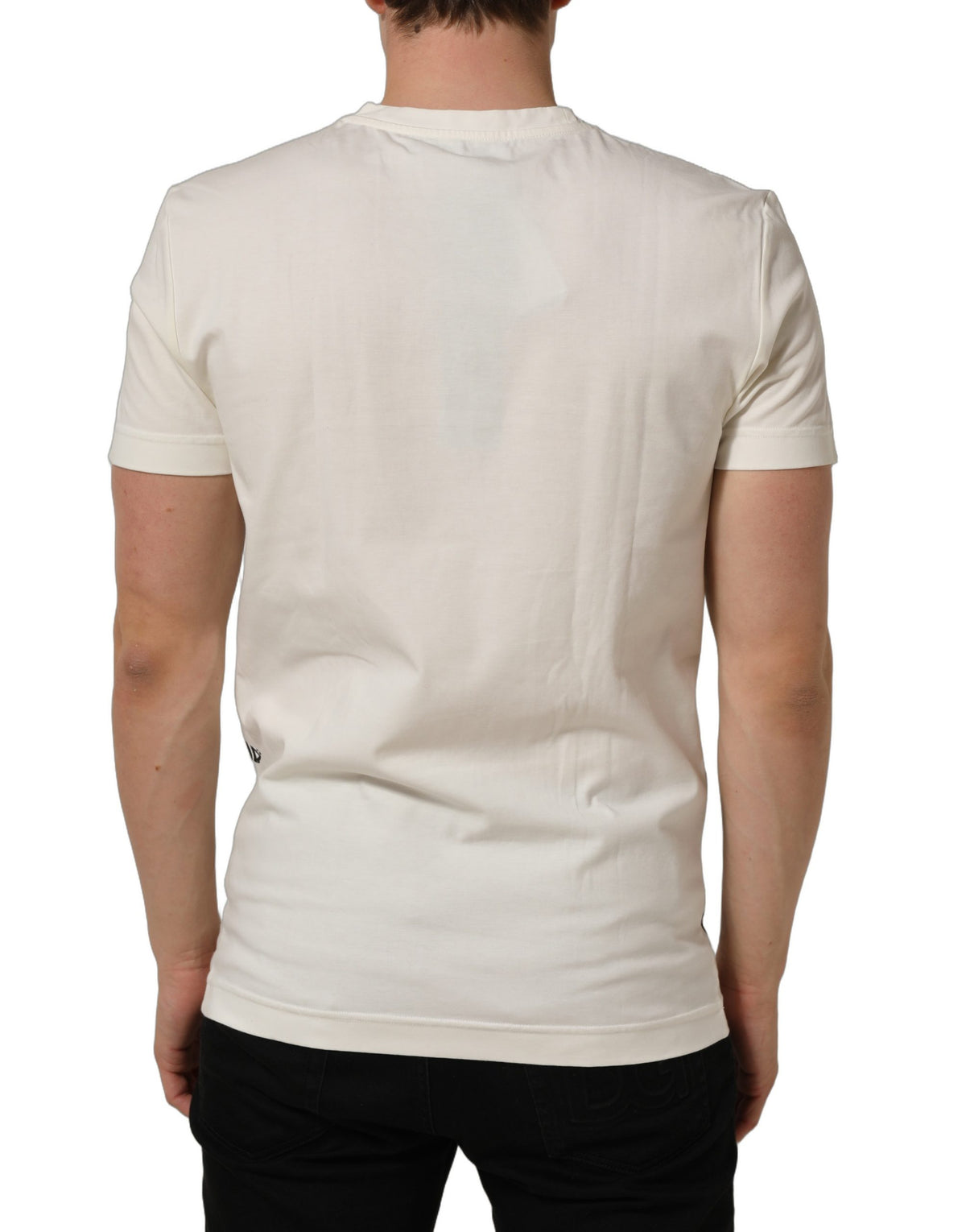 Dolce & Gabbana White Bandana Print Cotton Crew Neck T-shirt