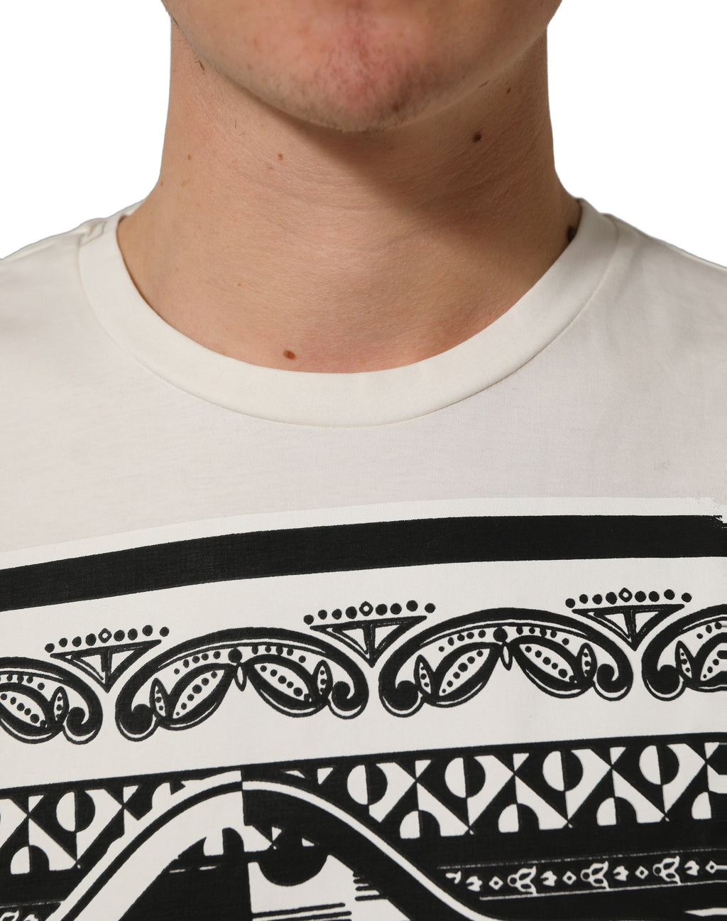 Dolce & Gabbana White Bandana Print Cotton Crew Neck T-shirt